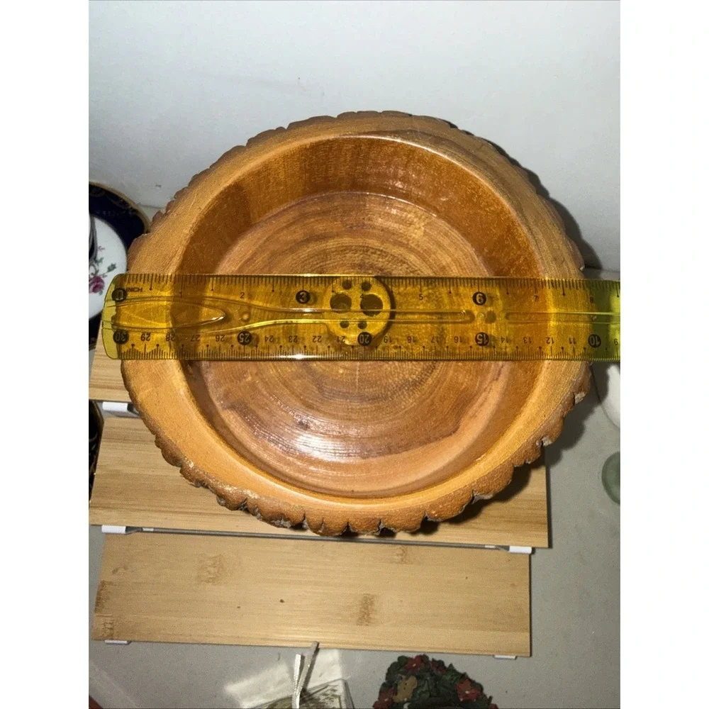 Vintage Wood Nut Cracking Bowl W Natural Tree Bark